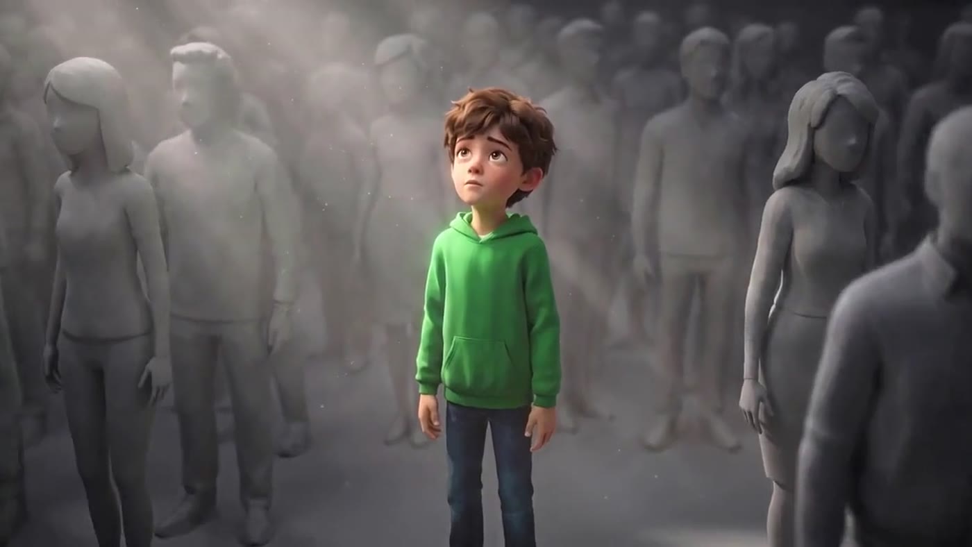 Max alone in a grey crowd — a frame from the teaser