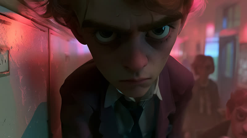 A frame from development
